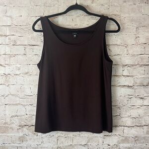 Eileen Fisher Women's Medium Dark Brown Tank Top Blouse Viscose Spandex Med M